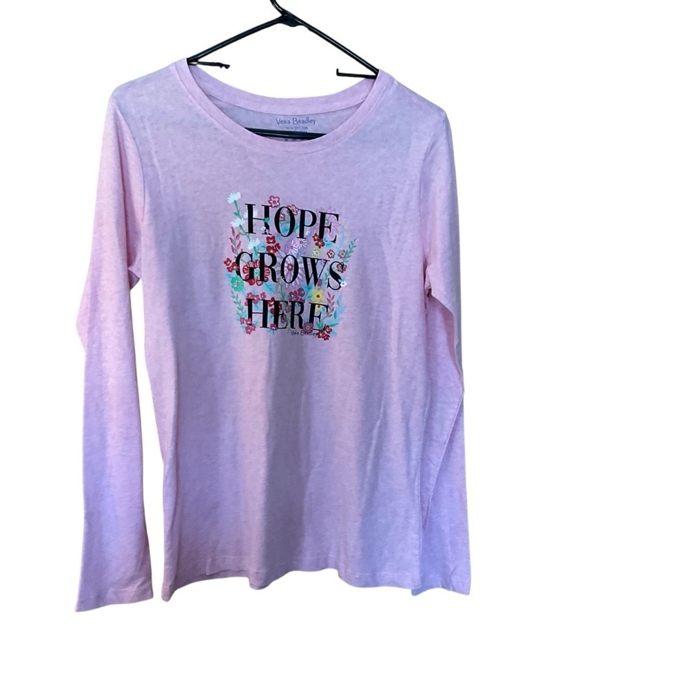Vera Bradley “Hope Grows Here” Long Sleeve Tee Pink Size Small